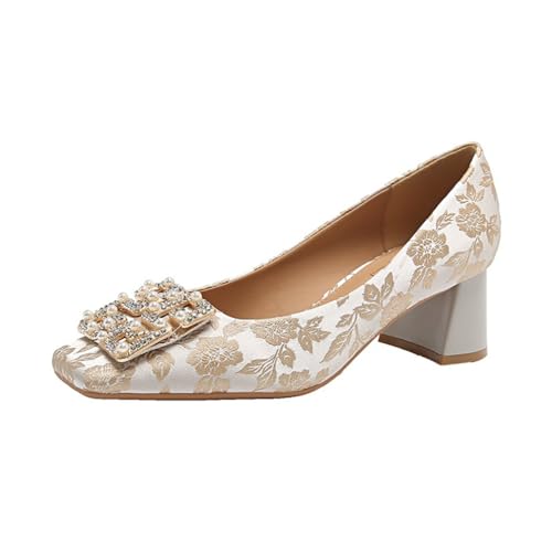 100junzidao Damen Satin Mary Jane Schuhe Strass Hundert Temperament Französisch Quadratische Zehe Hochzeitsschuhe Vintage Bequem Elegant Cheongsam Heels Beige 39 100junzidao Damen Satin Mary Jane Schuhe Strass Hundert Temperament Französisch Quadratische Zehe Hochzeitsschuhe Vintage Bequem Elegant Cheongsam Heels Beige 39 von 100junzidao