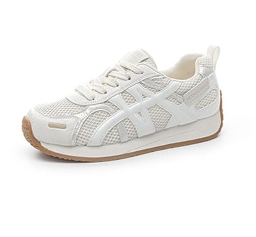 100junzidao Damen Sneaker aus Kunstleder mit Plateausohle Dicker Sohle leicht bequem Schnürung atmungsaktives Mesh lässige Tennis Walking Schuhe 100junzidao Damen Sneaker aus Kunstleder mit Plateausohle Dicker Sohle leicht bequem Schnürung atmungsaktives Mesh lässige Tennis Walking Schuhe von 100junzidao