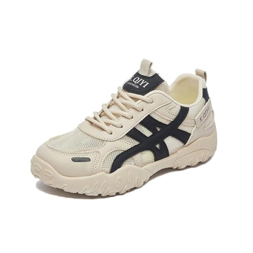 100junzidao Damen-Sneaker im japanischen Stil mit Plateau Sommerlich atmungsaktiv Bambusfaser-Mesh Absatz Sportschuhe minimalistisch Bequeme Wanderschuhe Schwarz 39 von 100junzidao