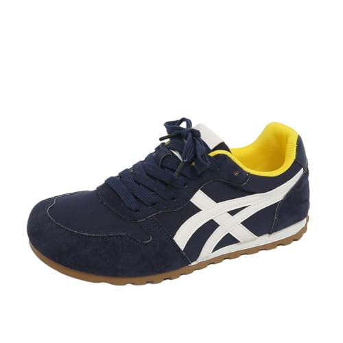100junzidao Damen-Sneaker mit Plateau im koreanischen Ins-Stil Color-Blocking Retro-Laufschuhe 3 cm Absatz atmungsaktive Freizeitsportschuhe Blau 39 von 100junzidao