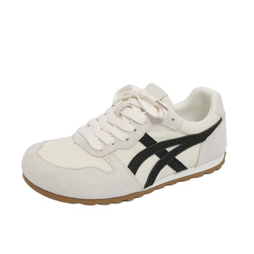 100junzidao Damen-Sneaker mit Plateau im koreanischen Ins-Stil Color-Blocking Retro-Laufschuhe 3 cm Absatz atmungsaktive Freizeitsportschuhe Schwarz 38 von 100junzidao