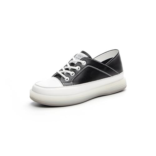 100junzidao Damen Sneaker mit Plateau und Dicker Sohle Schnürschuhe aus Leder Klassische Low Top Sneaker für Studentinnen Bequeme atmungsaktive leichte lässige Outdoor Laufschuhe 100junzidao Damen Sneaker mit Plateau und Dicker Sohle Schnürschuhe aus Leder Klassische Low Top Sneaker für Studentinnen Bequeme atmungsaktive leichte lässige Outdoor Laufschuhe von 100junzidao