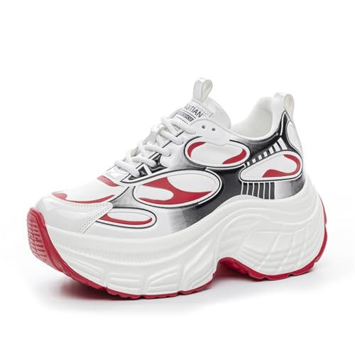 100junzidao Damen Sneaker mit Schnürung lässig bequem atmungsaktiv Leder erhöhte Dad Schuhe Dicke Sohle Plateausohle Walking Sneaker Laufschuhe Trainingsschuhe 100junzidao Damen Sneaker mit Schnürung lässig bequem atmungsaktiv Leder erhöhte Dad Schuhe Dicke Sohle Plateausohle Walking Sneaker Laufschuhe Trainingsschuhe von 100junzidao