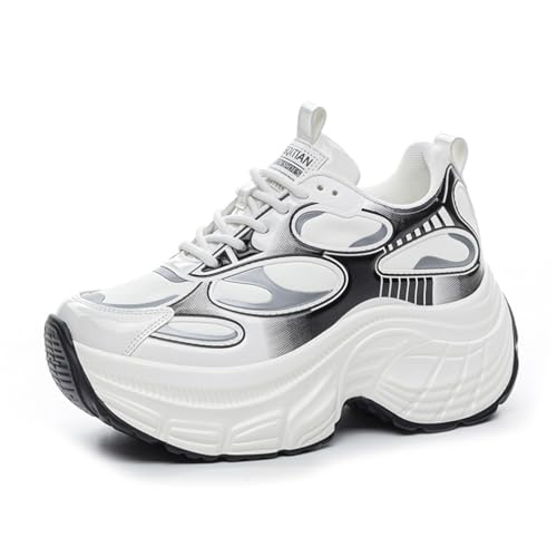 100junzidao Damen Sneaker mit Schnürung lässig bequem atmungsaktiv Leder erhöhte Dad Schuhe Dicke Sohle Plateausohle Walking Sneaker Laufschuhe Trainingsschuhe 100junzidao Damen Sneaker mit Schnürung lässig bequem atmungsaktiv Leder erhöhte Dad Schuhe Dicke Sohle Plateausohle Walking Sneaker Laufschuhe Trainingsschuhe von 100junzidao