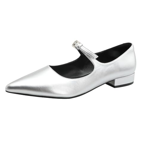 100junzidao Damen Spitze Zehe Mary Jane Heels Flach Elegant Bequem Temperament Hunderte mit Kleid Schuhe Einfach Leichtgewicht Gericht Ballettschuhe Silber 38 100junzidao Damen Spitze Zehe Mary Jane Heels Flach Elegant Bequem Temperament Hunderte mit Kleid Schuhe Einfach Leichtgewicht Gericht Ballettschuhe Silber 38 von 100junzidao