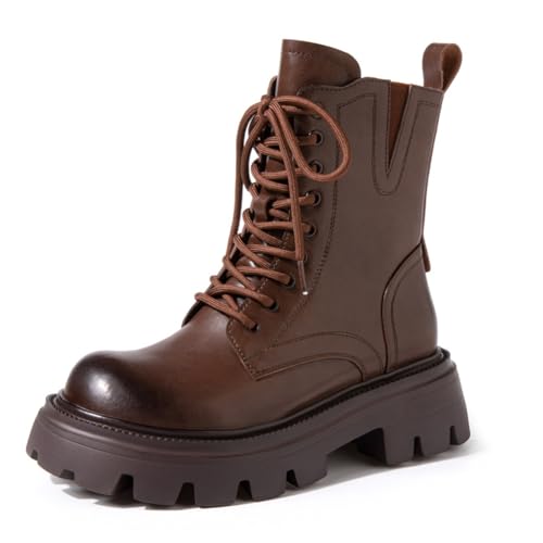 100junzidao Damen wasserdichte Stiefeletten rutschfest Bequem Wanderschuhe, Robuster Absatz Chelsea Stiefel mit Elasteinsatz für Arbeit von 100junzidao