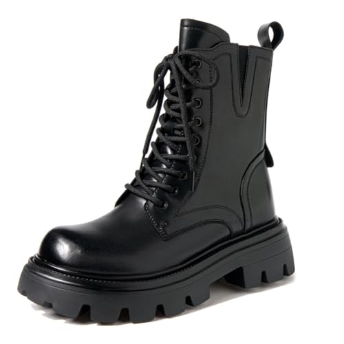 100junzidao Damen wasserdichte Stiefeletten rutschfest Bequem Wanderschuhe, Robuster Absatz Chelsea Stiefel mit Elasteinsatz für Arbeit von 100junzidao