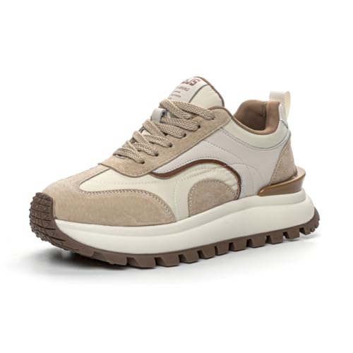 100junzidao Frauenmode Casual Schuhe Anti-Rutsch Low-Top Trainingsschuhe Leichtes Studenten-Langlaufsneakers Körperverlängernde von 100junzidao
