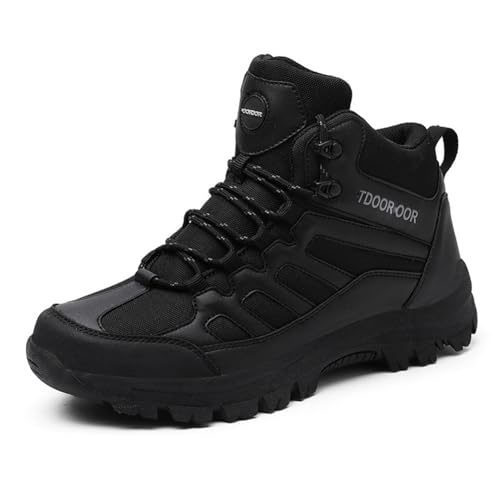 100junzidao Herbst-/Winter-Wanderstiefel Herren-Outdoor-Lederschuhe Wander- und Kletter-Freizeitschuhe Damen Camping Radfahren Schwarz 39 von 100junzidao