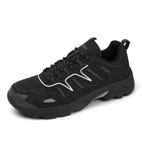 100junzidao Herren Damen wasserdichte Wanderstiefel rutschfeste Wanderschuhe Cross-Country-Lauf-Trekkingschuhe Leicht Atmungsaktiv Schwarz 39 von 100junzidao