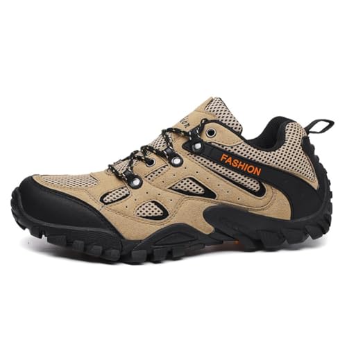 100junzidao Herren-Wanderstiefel Frühjahr/Herbst Atmungsaktive wasserdichte Wanderschuhe Damen-Outdoor-Sport-Trainingsschuhe Geländeschuhe Beige 40 von 100junzidao
