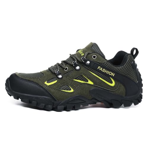 100junzidao Herren-Wanderstiefel Frühjahr/Herbst Atmungsaktive wasserdichte Wanderschuhe Damen-Outdoor-Sport-Trainingsschuhe Geländeschuhe Grün 40 von 100junzidao