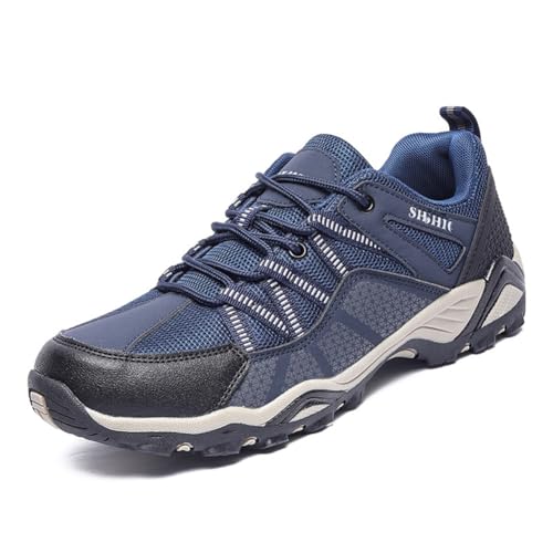 100junzidao Herren wasserdichte Wanderschuhe Outdoor-Rucksacktouren rutschfeste Trekking-Wanderschuhe Leicht Atmungsaktiv Bequem Langlebig Blau 40 von 100junzidao