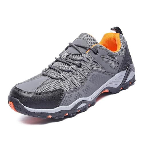 100junzidao Herren wasserdichte Wanderschuhe Outdoor-Rucksacktouren rutschfeste Trekking-Wanderschuhe Leicht Atmungsaktiv Bequem Langlebig Grau 41 von 100junzidao