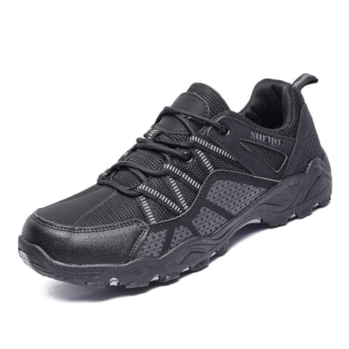 100junzidao Herren wasserdichte Wanderschuhe Outdoor-Rucksacktouren rutschfeste Trekking-Wanderschuhe Leicht Atmungsaktiv Bequem Langlebig Schwarz 38 von 100junzidao