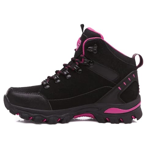 100junzidao Hochgeschnittene wasserdichte Bergstiefel All-Terrain-Wander-Trainings-Walkingschuhe rutschfeste strapazierfähige Reiseschuhe Schwarz 38 von 100junzidao