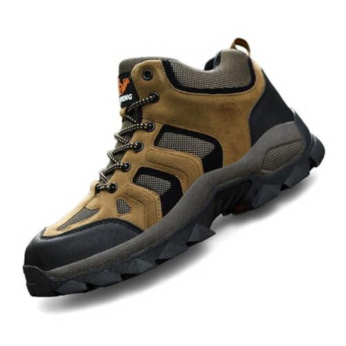 100junzidao Hohe Wanderstiefel für Damen Herren Große Größen Wander-Trekkingschuhe Frühling Herbst Isoliert Atmungsaktiv Leicht Braun 42 von 100junzidao