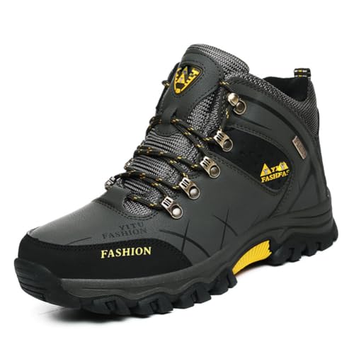 100junzidao Hohe Wanderstiefel für Damen Isolierte Outdoor-Sport-Trainingsschuhe für Herren Leichte Camping- und Kletterstiefel Grau 41 von 100junzidao