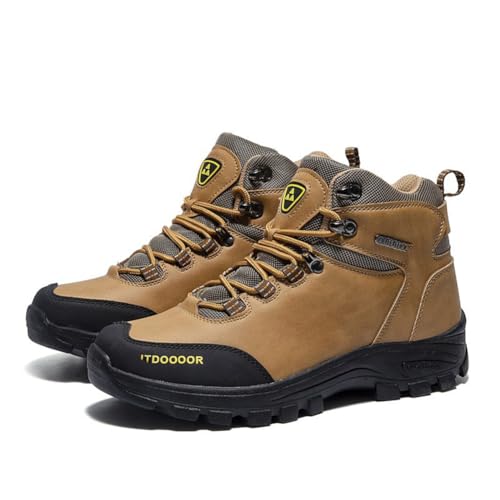 100junzidao Hohe wasserdichte Wander- und Bergsteigerstiefel Outdoor-Leichtgewicht-Kletter- und Camping-Schuhe All-Terrain-Trainings-Sportschuhe Braun 41 von 100junzidao