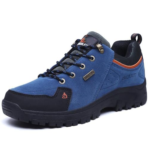 100junzidao Niedrige wasserdichte Wanderschuhe Frühjahr/Herbst Wanderschuhe für Paare rutschfeste, atmungsaktive, Bequeme Reisesneaker Blau 39 von 100junzidao