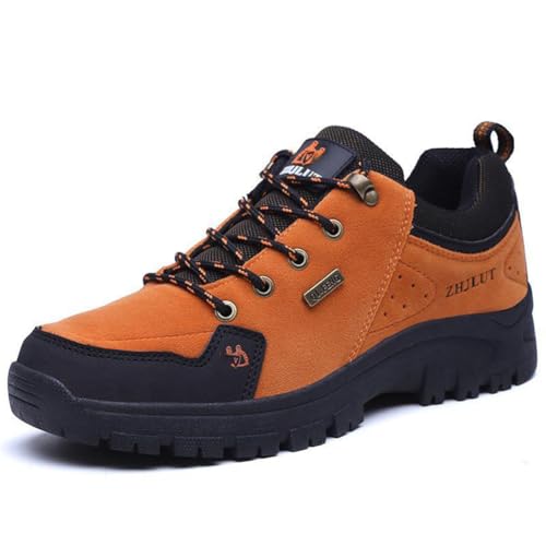 100junzidao Niedrige wasserdichte Wanderschuhe Frühjahr/Herbst Wanderschuhe für Paare rutschfeste, atmungsaktive, Bequeme Reisesneaker Orange 38 von 100junzidao