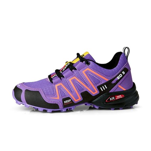 100junzidao Niedrige wasserdichte Wanderschuhe Outdoor-Wanderschuhe Kletterstiefel rutschfest Schnürschuhe Abenteuer-Laufschuhe Lila 40 von 100junzidao