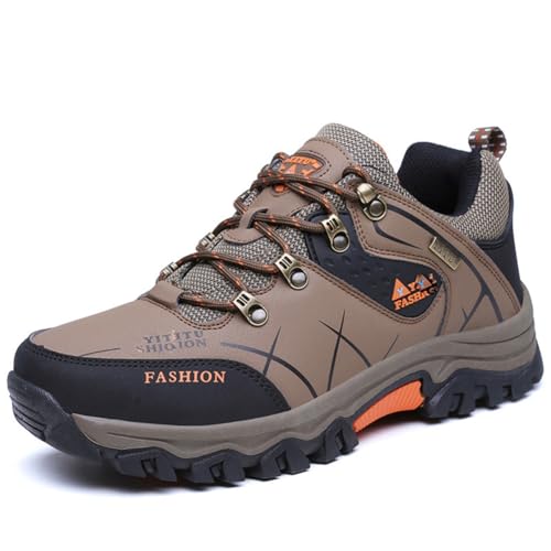 100junzidao Niedrige wasserdichte Wanderstiefel Outdoor-rutschfeste Laufschuhe Atmungsaktive, Bequeme Wanderschuhe mit Stoßdämpfung Schnürsenkel Orange 40 von 100junzidao