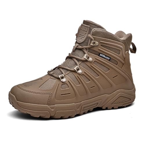 100junzidao Outdoor-Wanderschuhe Herren Hohe Outdoor-Sportschuhe All-Terrain-Wanderschuhe Stoßdämpfend rutschfest Laufen Braun 41 von 100junzidao