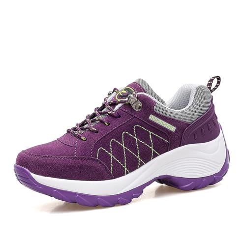 100junzidao Outdoor-Wanderschuhe rutschfeste, verschleißfeste Wanderschuhe Atmungsaktive Freizeitsportschuhe Camping Lila 40 von 100junzidao