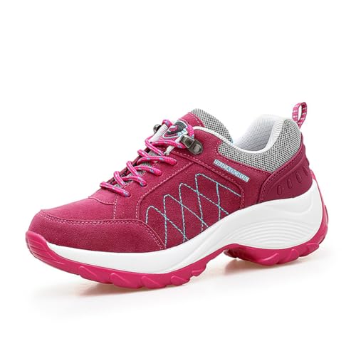 100junzidao Outdoor-Wanderschuhe rutschfeste, verschleißfeste Wanderschuhe Atmungsaktive Freizeitsportschuhe Camping Rot 39 von 100junzidao