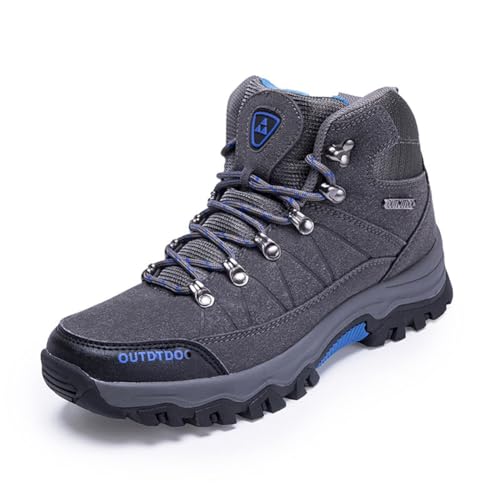 100junzidao Outdoor-Wanderstiefel Leder Pu Hohe Sport-Kletterschuhe rutschfeste, verschleißfeste Wanderschuhe Herren Damen Grau 41 von 100junzidao