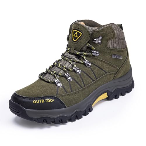 100junzidao Outdoor-Wanderstiefel Leder Pu Hohe Sport-Kletterschuhe rutschfeste, verschleißfeste Wanderschuhe Herren Damen Grün 42 von 100junzidao