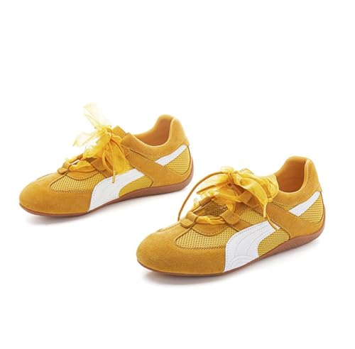 100junzidao Plateau Sneaker mit Dicker Sohle für Damen mit Schleifenverzierung atmungsaktives Mesh lässige Ballett Laufschuhe leichte Bequeme Tennis Laufschuhe Gelb 36 100junzidao Plateau Sneaker mit Dicker Sohle für Damen mit Schleifenverzierung atmungsaktives Mesh lässige Ballett Laufschuhe leichte Bequeme Tennis Laufschuhe Gelb 36 von 100junzidao
