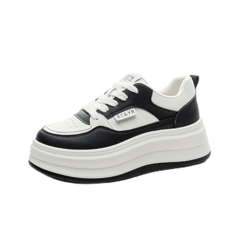 100junzidao Plateauschuhe für Damen 6 cm Absatzhöhe Schlank machende Bequeme Freizeitschuhe Modische Trendige atmungsaktive Wanderschuhe Schwarz 39 von 100junzidao