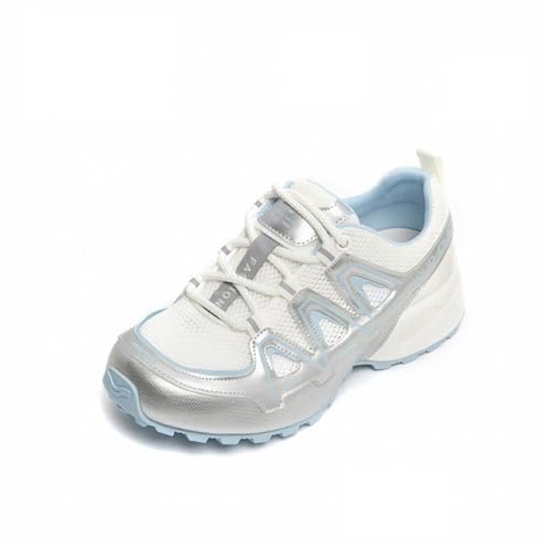 100junzidao Plateauschuhe für Damen leichte Freizeitschuhe aus Mesh atmungsaktiv mit Dicker Sohle Tennis Lauf und Wanderschuhe mit Schnürung Bequeme Mode Dad Schuhe Blau 36 von 100junzidao
