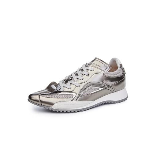 100junzidao Sneaker mit Dicker Sohle Damen Plateau Leder Peplum lässig Tennis Walking Laufschuh Retro klassisch Schnürung atmungsaktiv Mesh Dad Schuhe von 100junzidao