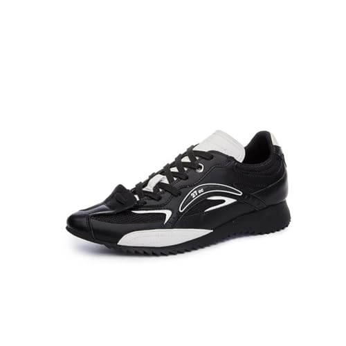 100junzidao Sneaker mit Dicker Sohle Damen Plateau Leder Peplum lässig Tennis Walking Laufschuh Retro klassisch Schnürung atmungsaktiv Mesh Dad Schuhe von 100junzidao