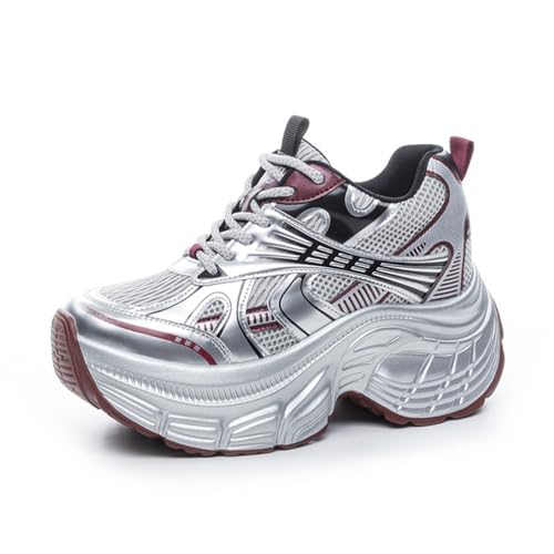 100junzidao Sneaker mit Dicker Sohle Plateau Schnürschuhe Leder Bequeme Leichte Dad Schuhe Atmungsaktives Mesh Lässige Laufschuhe 100junzidao Sneaker mit Dicker Sohle Plateau Schnürschuhe Leder Bequeme Leichte Dad Schuhe Atmungsaktives Mesh Lässige Laufschuhe von 100junzidao