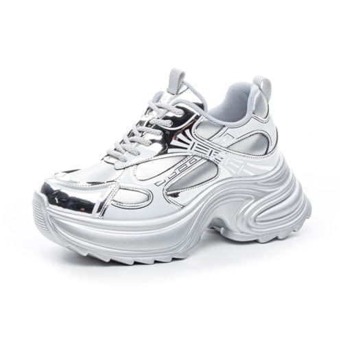 100junzidao Sneaker mit Dicker Sohle Plateausohle Damen Schnürung Leder Dad Schuhe leicht atmungsaktiv bequem Laufschuhe Outdoor lässige Sportschuhe 100junzidao Sneaker mit Dicker Sohle Plateausohle Damen Schnürung Leder Dad Schuhe leicht atmungsaktiv bequem Laufschuhe Outdoor lässige Sportschuhe von 100junzidao