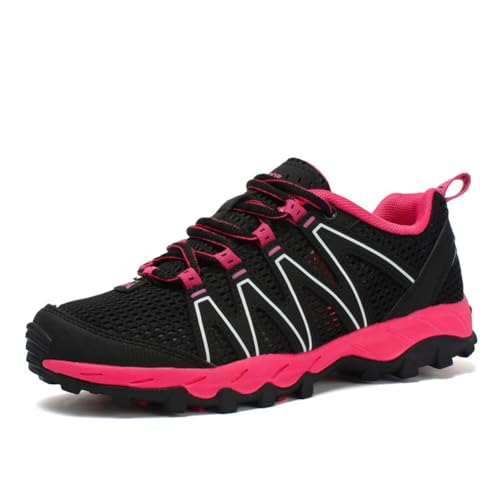 100junzidao Trail-Schuhe Damen rutschfeste stoßdämpfende Wanderschuhe Herren Sport Outdoor Cross-Country Leichte Wanderschuhe Training Rot 40 von 100junzidao