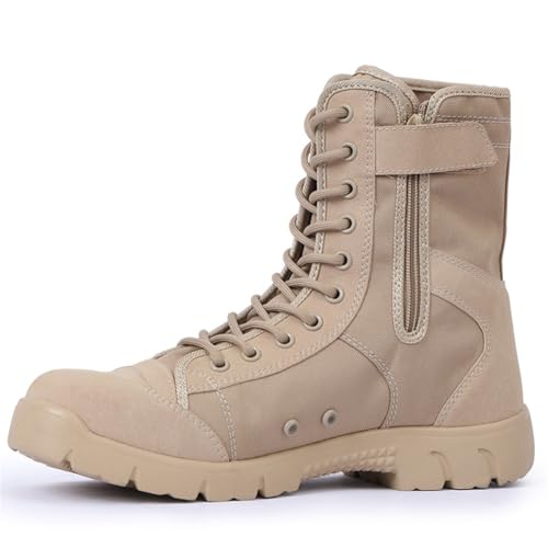 100junzidao Trekking-Wanderschuhe Damen High-Top-Walking-Schuhe wasserdichte Trainings-Reiseschuhe rutschfest Camping Kampf Beige 41 von 100junzidao