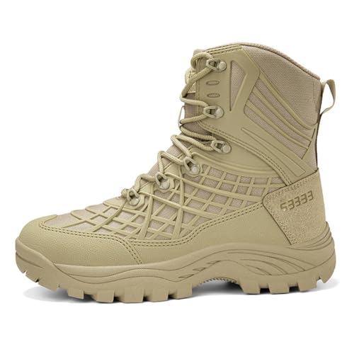 100junzidao Wanderschuhe Bergschuhe rutschfeste Gummi-wasserdichte Wanderschuhe Leichte atmungsaktive Trainingsschuhe Beige 42 von 100junzidao