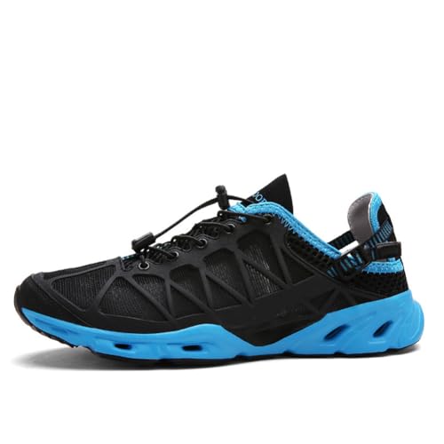 100junzidao Wanderschuhe Sommer Outdoor Angeln Atmungsaktive rutschfeste Wanderschuhe Schnell trocknende Shuo Xi Schuhe Herren Damen Trainings-Sneaker Blau 41 von 100junzidao