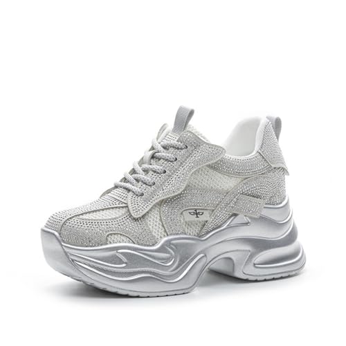 100junzidao Wanderschuhe für Damen Dicke Sohle Strass Mesh Atmungsaktive Plateau Laufschuhe Bequeme Leder Lässige Schnürschuhe Trainings Sneaker 100junzidao Wanderschuhe für Damen Dicke Sohle Strass Mesh Atmungsaktive Plateau Laufschuhe Bequeme Leder Lässige Schnürschuhe Trainings Sneaker von 100junzidao