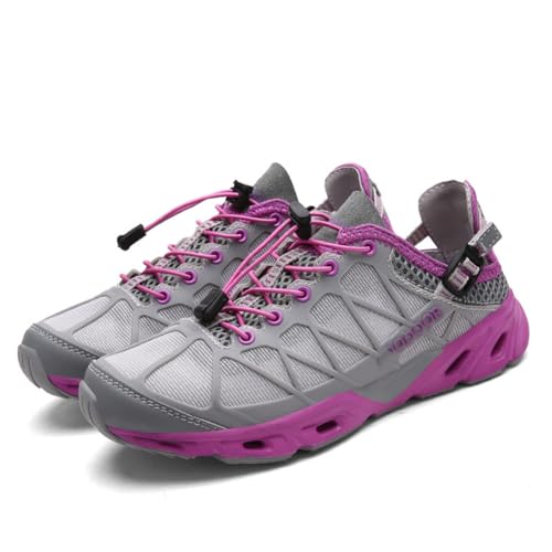 100junzidao Wanderschuhe für Damen Outdoor-wasserdichte Wanderschuhe Angeln Camping Trekking Fitness Training Leicht und bequem Grau 37 von 100junzidao