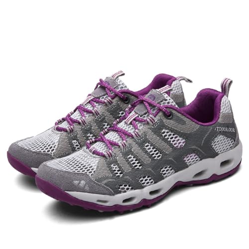 100junzidao Wanderschuhe für Herren und Damen Outdoor-Walking wasserdichte Trekking-Schuhe Low-Cut Leicht, komfortabel Freizeit Sport Training. Blau 38 von 100junzidao