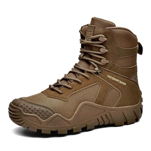 100junzidao Wanderstiefel Hohe wasserdichte Wanderschuhe für Herren und Damen Leichte, Bequeme Kletterschuhe Offroad-Trainingsschuhe Braun 42 von 100junzidao