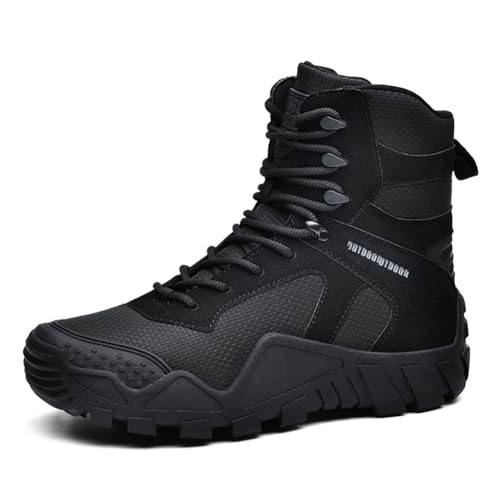 100junzidao Wanderstiefel Hohe wasserdichte Wanderschuhe für Herren und Damen Leichte, Bequeme Kletterschuhe Offroad-Trainingsschuhe Schwarz 41 von 100junzidao