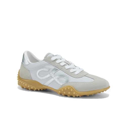 100junzidao Weiche Sohle Leichte Trainingsschuhe für Damen Farbblock-Design Schuhe für den Weg zur Arbeit Outdoor-Freizeitschuhe rutschfeste, strapazierfähige Fitness- und Tennisschuhe Silber 37 von 100junzidao