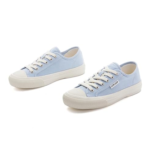 100junzidao Weiße Canvas Sneaker Damen Mit Natur Ula Grass Einlegesohlen Bequem Slip-On Flach Schnürer Atmungsaktiv für Freizeit von 100junzidao